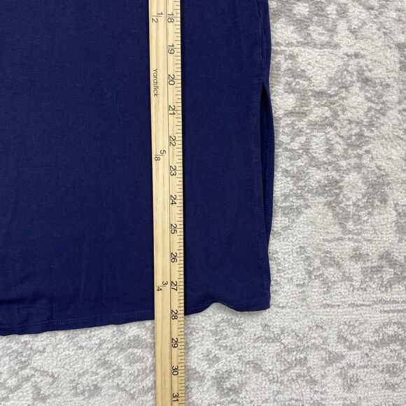 Fabletics Shirt Women's Stretch Blue T Shirt Top Stretch Split Side Size Large - Picture 2 of 4